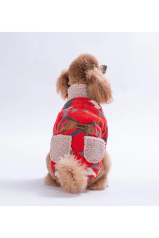 Pawstar Kırmızı Chicago Ethnic Weave Küçük Irk Köpek Pofuduk Ceket