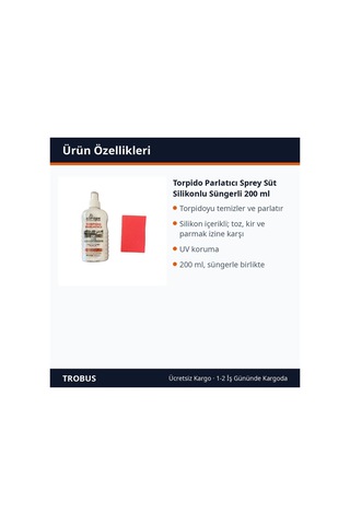Trobus Torpido Parlatıcı Sprey Süt Silikonlu Süngerli 200 Ml