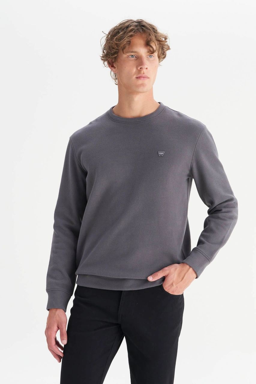 Wrangler Pamuklu Regular Fit Gri Erkek Sweatshirt Mw242262035 Gri