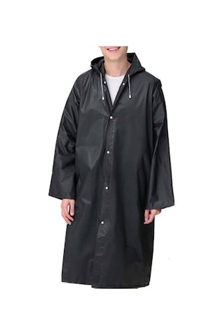 Unisex Su Geçirmez Eva Kumaş Yağmurluk Siyah