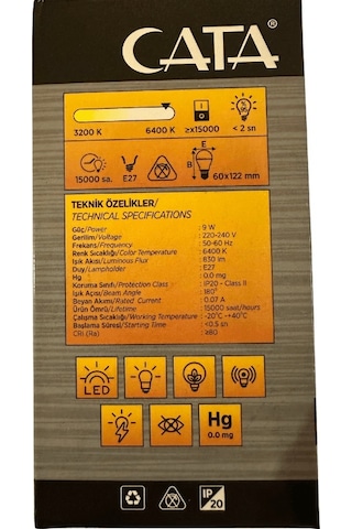 Cata Ct-4229 9w 6400k Beyaz Işık E27 Duylu Şarjlı Led Ampul 8 Adet