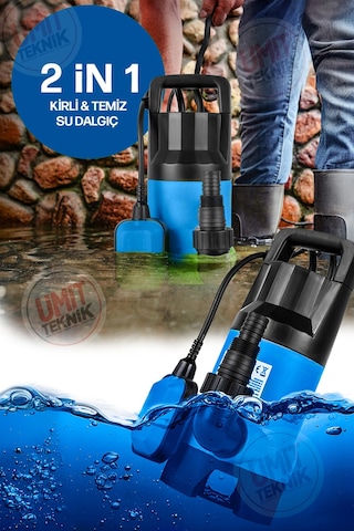 Şamandıralı Kirli- Temiz Dalgıç Pompası Yüzme Havuzu Gölet Sel Su Aktarma Su Boşaltma Pompası 1"750w
