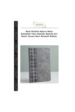 Özel Üretim Hatıra Notu Kalemlik Yanı Günlük Ajanda Gri Renk Termo Deri Desenli Defter Çok Renkli