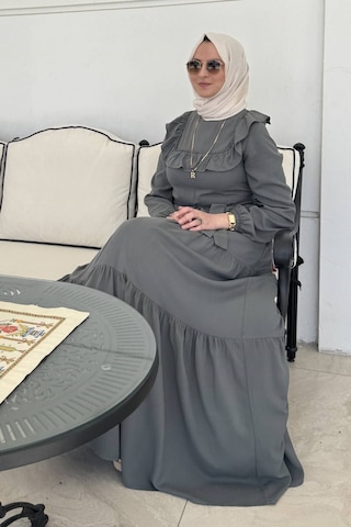 Rabia Şamlı Bade Elbise Küf Yeşili Normal