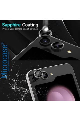 Ennar Samsung Uyumlu Galaxy Z Flip 6 Metal Çerçeveli Kamera Tam Koruma Lensi Siyah