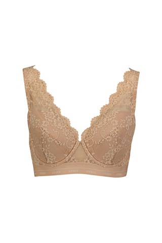 Guess Jane Padded Logo Yazı Detaylı Sütyen Kahverengi