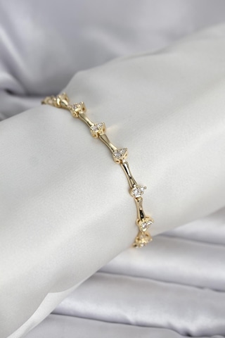 Pirinç Gold Renk Damla Model Zirkon Taşlı Kadın Bileklik Çok Renkli 48222660