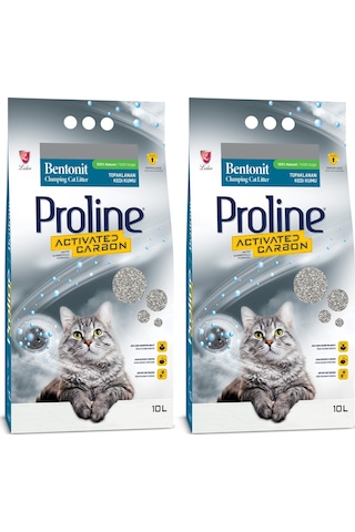 Proline Aktif Karbonlu Topaklaşan İnce Bentonit Kedi Kumu 2 x 10 L Proline Aktif Karbonlu Topaklaşan İnce Bentonit Kedi Kumu 2 x 10 L