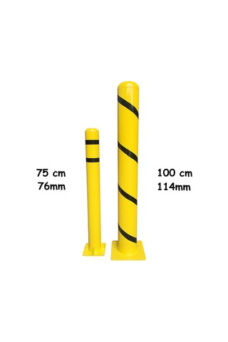 Kamyon Bariyer Metal Kaldırım Park Demiri Otopark Sabit Park Bariyeri 114mm 100 Cm 2.5mm Siyah