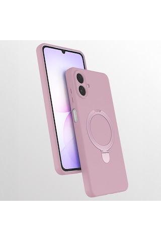 Samsung Uyumlu Galaxy A07 Kılıf M-safe Şarj Özellikli Standlı Zore Samara Kapak Pembe
