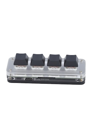 Jeemson 4 Tuşlu Usb-c Kablolu Toz Koruma Kırmızı Switch Programlanabilir Rgb Işıklı Mini Mekanik Klavye