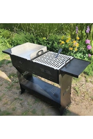 Ayaklı Barbekü Büyük Portatif Mangal Ve Izgaraları Siyah