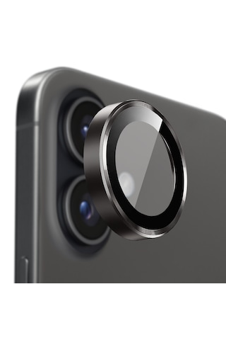 Buff Apple Uyumlu iPhone 16 Plus Metal Kamera Lens Koruyucu Black