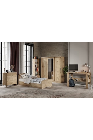 Samira Modern Genç Odası Takımı Meşe - 5 Parçalı Ve Tamamı 1. Kal