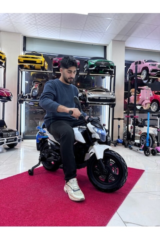 Poyraz Akülü 3-10 Yaş 12 Volt Akülü Motor Akülü Motosiklet Beyaz