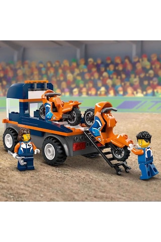 Lego City Motosiklet Taşıyıcı - Oyuncak Araç Yapım Seti - Açık Kasa Kamyon - 2 Minifigür - 60491