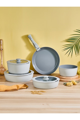 Auris X Large 9 Prç Gri Tencere Set Açık Bej