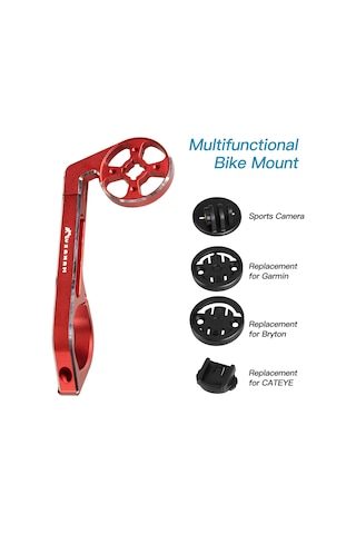 Xindoker Siyah Alüminyum + Plastik Bisiklet Bilgisayar Uzatma Tutucu - 27-33 Mm Çubuk Uyumlu, Garmin/bryton/cateye Adaptörlü Ve Spor Kamera Desteği Siyah