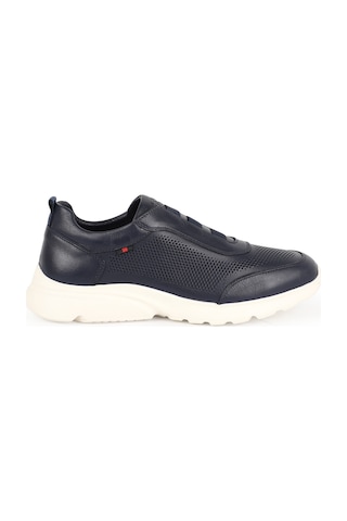 Libero Erkek Sneaker Ayakkabı Hakiki Deri Antik Slip-on Bağcıksız Delikli Hafif Kalın Eva Taban L6002 Lacivert