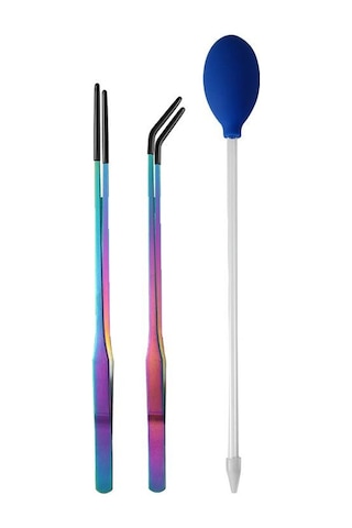 Sones Evcil Hayvan Besleme Cımbızı Sürüngen Evcil Hayvan Besleme Klipsi Aquascape Aracı, Stil: Renkli Titanyum 3 Adet