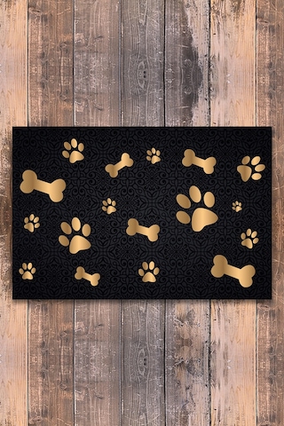 Evaşk Vinil Kaymaz Tabanlı Keçe Baskılı Evcil Hayvan Pet Mama  Paspası 45x100 Renk KEMİK PM20100KE