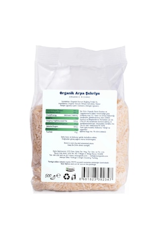 Ots Organik Arpa Şehriye 500 gr (Organik Sertifikalı, Pestisit Analizli)