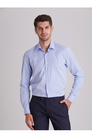 Dufy Mavi Erkek Slim Fit  Uzun Kol Gömlek - 40391 Mavi
