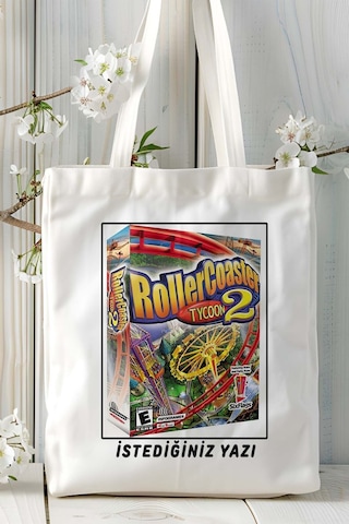Art Hediye Roller Coaster Oyun Baskılı Omuz Çanta Kişiye Özel Model 4 Çok Renkli