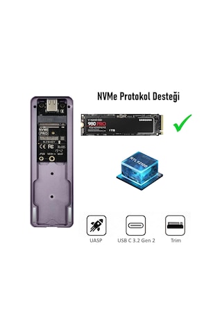 JEYI i9-GTR M.2 NVMe SSD To USB 3.2 Gen2 Harici Taşınabilir SSD Kutusu