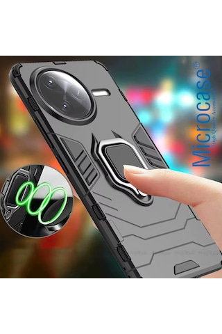Microcase Xiaomi Redmi Poco F7 Pro/k80 İle Uyumlu Batman Serisi Yüzük Standlı Armor Kılıf - Siyah Al3349