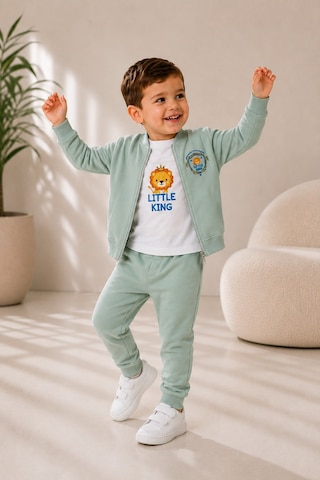 Mnk Baby & Kids Erkek Bebek Küçük Aslan Hırkalı 3lü Takım M00855 Yesil