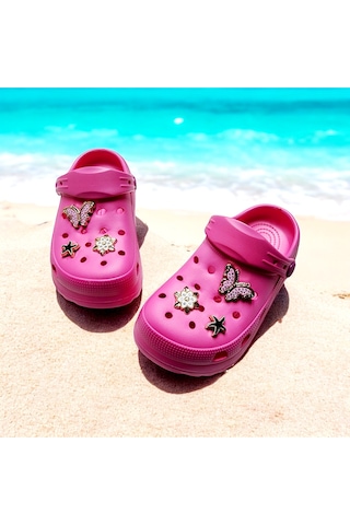 Çocuk Günlük Taş Sticker Detaylı Eva Deniz,plaj,sahil Terliği Fuşya