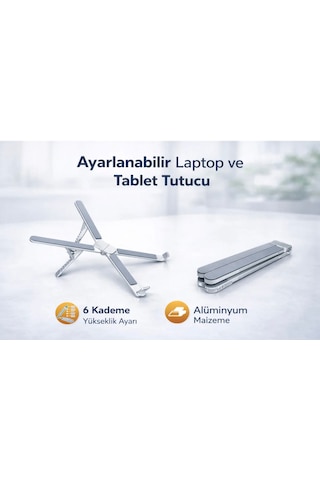 Katlanabilir Alüminyum Laptop Ve Tablet Standı Ayarlanabilir Kaymaz Taşınabilir Ergonomik Tutucu