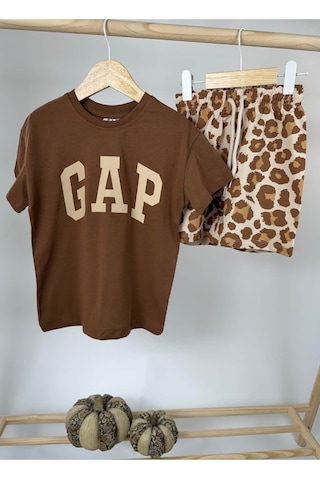 Poala Kids Logolu Leopar Şort Takım