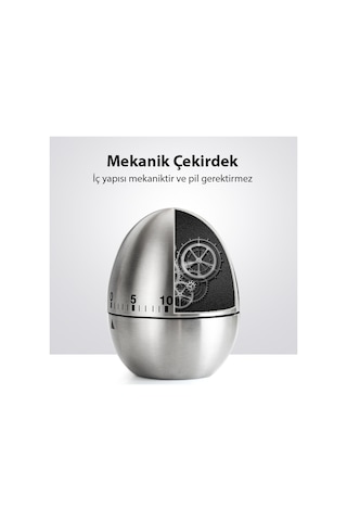 Ezere Mekanik Arama Pişirme Mutfak Zamanlayıcı Alarmı 60 Dakika Paslanmaz Çelik
