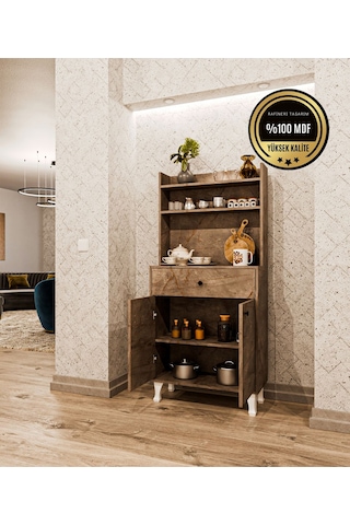 Dekorfim Çok Amaçlı Airfry Dolabı Kahve Köşesi Gri