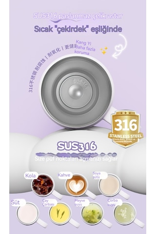 Buz Bardağı 316 Paslanmazçelik Büyük Kapasiteli Sıyalıtım Pipeti Mor