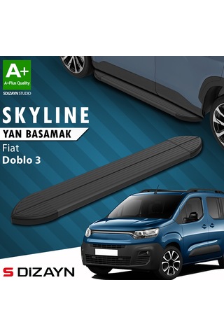 S-dizayn Fiat Doblo 3 Kısa Şase Skyline Siyah Yan Basamak 203 Cm 2023 Üzeri A+ Kalite