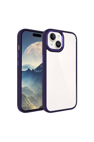 Apple Uyumlu iPhone 15 Plus Krom Kılıf derin Mor Derin