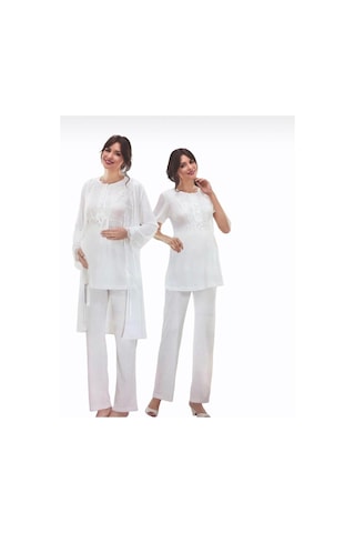 Nehir 2036 Hamile Lohusa 3Lü Pijama Sabahlık Takım (286567794)