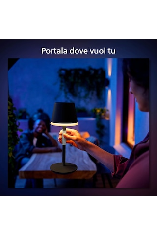 Philips Hue Go Belle Taşınabilir Masa Lambası - Siyah - 25.000 Saat Ampul Kullanım Ömrü Sku: Smg8690010167224 Açık Indigo