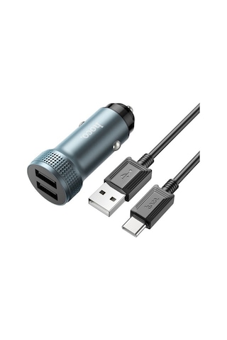 Hoco Z49 Çift Usb Giriş Araç Şarj Başlığı +usb To Type-c Kablolu