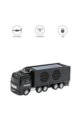 Tır Model Kablosuz Hoparlör Tf Kart Usb Bluetooth Fm Radyo Aux Destekli Bluetooth Speaker Güneş Enerjili Siyah