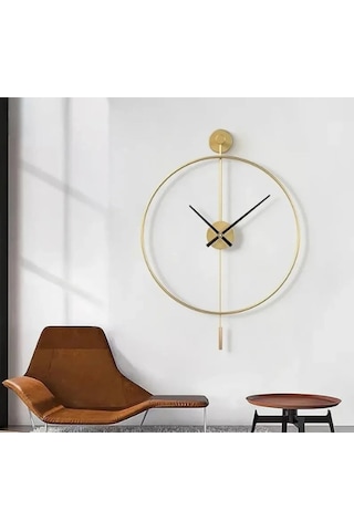 MetaQuartz Aksesuar (XXL-60*80 cm) Gold Tiktok - Siyah 35cm Akrep Yelkovan , Modern Dekoratif Gold