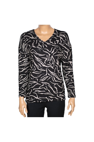 Barem Kadın Lina Büyük Beden Kışlık V Yaka Yumoş Siyah Bluz D07 Siyah