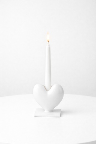 Dekoratif Kalpli Şamdan Romantik Mumluk Beyaz
