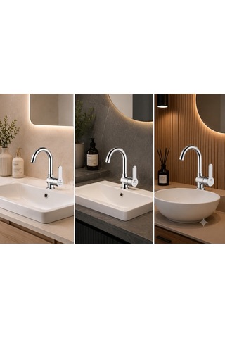 Elvora Jival Lüx Banyo Lavabo Bataryası Gümüş - Krom