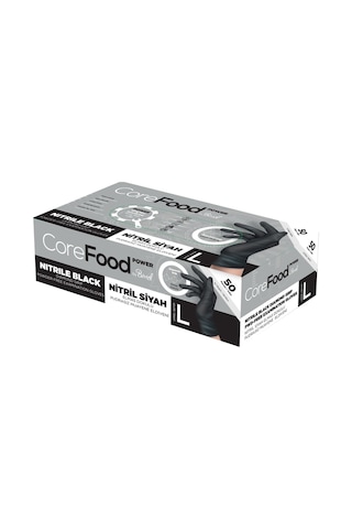 Nitril Siyah Power Muayene Eldiveni L - 1 Paket 50'li