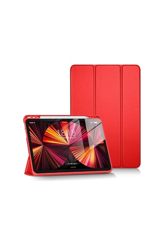Newface Apple İpad Pro 11 2024 Kılıf Tablet Smart Kılıf - Kırmızı Arka Kapak