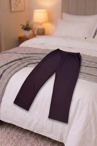 Büyük Beden Kadın Baskılı Kaşkorse Pijama Takımı Mürdüm
